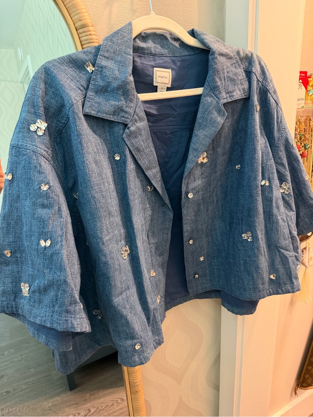 MAEVE EMBELLISHED DENIM CROP